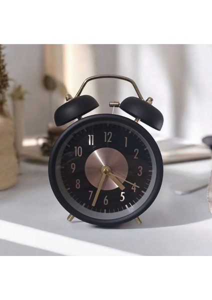 Retro Yüksek Sesli Çift Çanlı Analog Masa Saati, Büyük Kadranlı ve Şık Tasarım