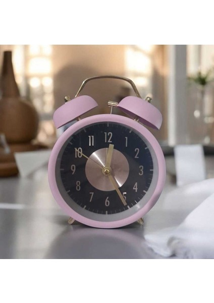 Retro Yüksek Sesli Çift Çanlı Analog Masa Saati, Büyük Kadranlı ve Şık Tasarım