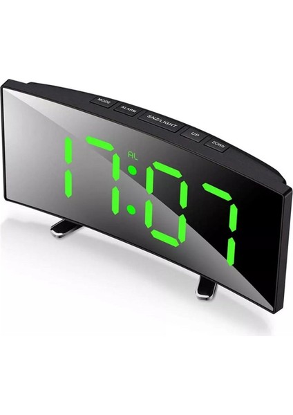 Yeşil LED Ayna Saat, Alarm, Tarih, Pilli ve USB Dijital Masa Saati