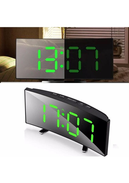 Yeşil LED Ayna Saat, Alarm, Tarih, Pilli ve USB Dijital Masa Saati fiyatları