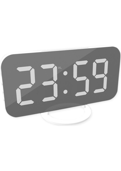 Aynalı LED Dijital Saat, 2 Usb, Hızlı Şarj, Alarmlı, Masa Saati, Beyaz indirimleri