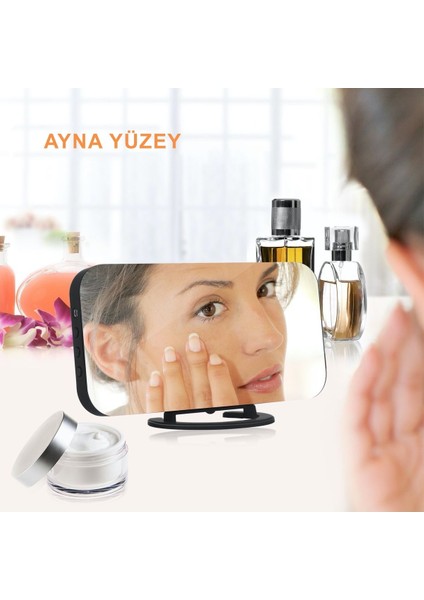 Aynalı LED Dijital Saat, 2 Usb, Hızlı Şarj, Alarmlı, Masa Saati, Beyaz