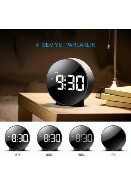 Modern Yuvarlak Dijital LED Masa Saati, USB Güç, Erteleme Fonksiyonlu Şık Tasarım modelleri