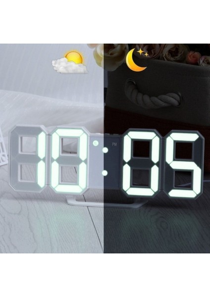 Şık Dijital 3D LED Saat Takvim Termometre Masa ve Duvar Dekorasyonu Siyah fırsatları