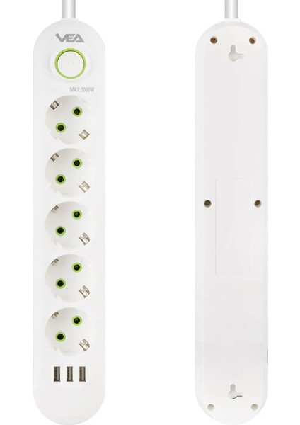 5'li 1.5 Metre Kablolu 3 Usb'li Akım Korumalı Priz Bakır Kablo Harici Güç Anahtarı modelleri