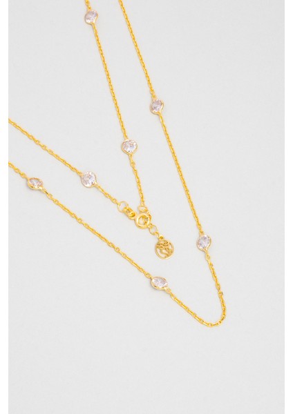 Yuvarlak Kesim 18 Ayar Sarı Altın Kaplama 57 cm Gümüş Kolye