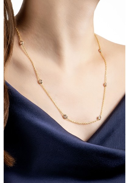 Yuvarlak Kesim 18 Ayar Sarı Altın Kaplama 57 cm Gümüş Kolye fiyatları