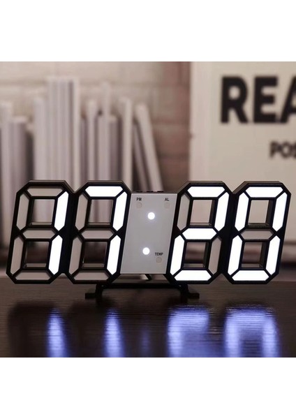 3D LED Uzay Tasarım Dijital Saat, Zaman, Tarih, Sıcaklık Göstergeli, Ev ve Ofis Kullanımı