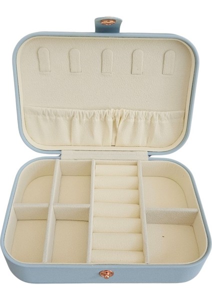 Çıtçıtlı Deri Midi Takı ve Seyahat Çantası, 11X16 Cm, Bebe Mavisi fiyatları