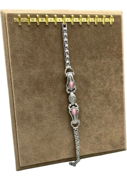 Süet Kumaş Bileklik Sergileme Standı, 20/16 Cm, Ayaklı, Kanca, Şık ve Kullanışlı