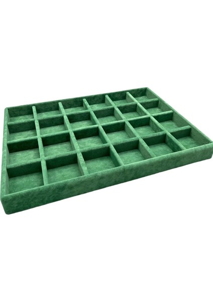 Yumuşak Süet Kumaşlı 24 Bölmeli Yeşil Takı Düzeni, Çekmece Içi Organizer modelleri
