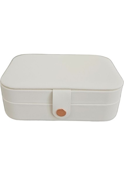 Deri Midi Boy Takı ve Seyahat Çantası, 11X16 Cm, Beyaz fiyatları