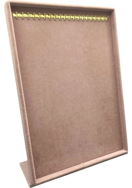 Yumuşak Süet Kumaşlı Pembe Renkli Ayaklı Takı ve Tesbih Standı 34/24 cm modelleri