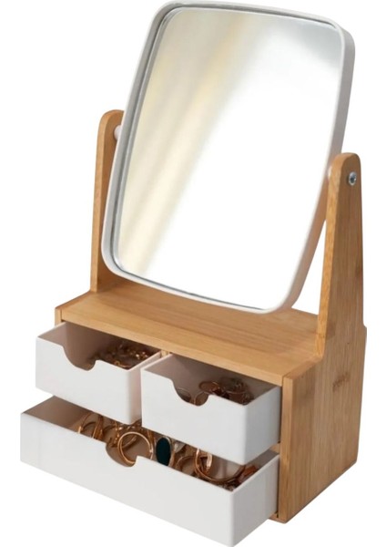 Beyaz Bambu Aynalı Takı Düzenleyici, Şık ve Fonksiyonel Tasarım fırsatları