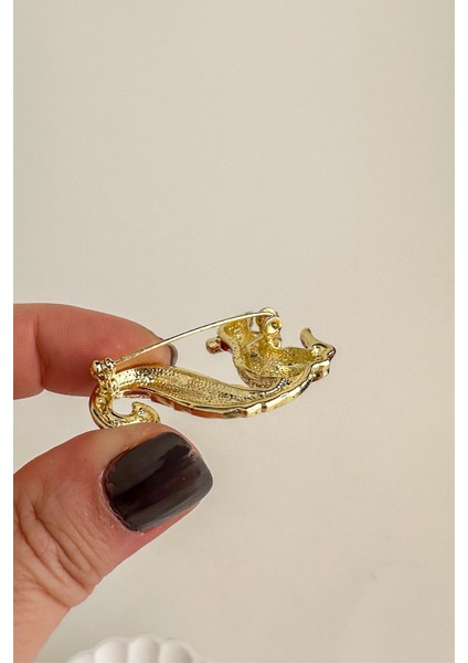 Altın Rengi Taş Detay Sevimli Sincap Broş (4cm) fiyatları