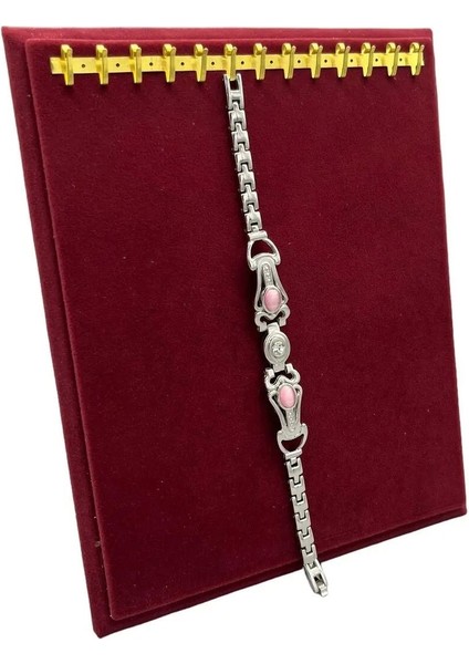 Bordo Süet Kumaş 20/16 cm Ayaklı Kanca Bileklik Sergileme Standı