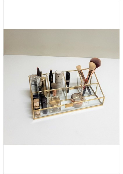 Şık 5'li Pirinç Makyaj Organizer, 30 Cm, Düz-Fix Model