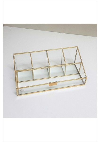 Şık 5'li Pirinç Makyaj Organizer, 30 Cm, Düz-Fix Model