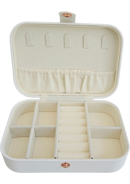 Deri Midi Boy Takı ve Seyahat Çantası, 11X16 Cm, Beyaz modelleri