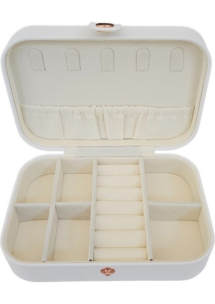 Deri Midi Boy Takı ve Seyahat Çantası, 11X16 Cm, Beyaz indirimleri