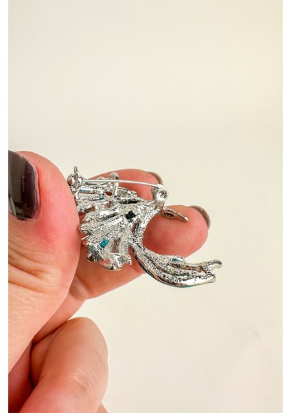 Taş Detaylı Renkli Tüy Broş (4cm) fiyatları