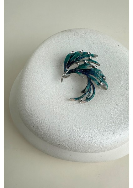 Taş Detaylı Renkli Tüy Broş (4cm) modelleri