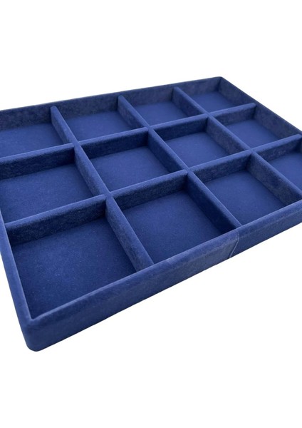 Lacivert Süet Kumaş 12 Bölmeli Takı Düzeni, 34X24 Cm, Çekmece Içi Organizatör fiyatları