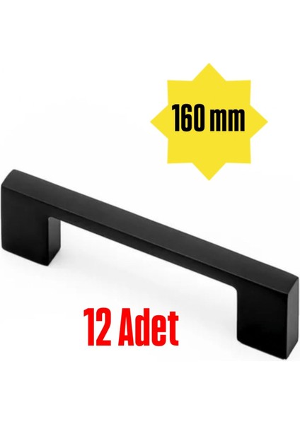 Nazan Siyah Mobilya Dolap Çekmece Kulpu 160 mm 1 Pkt (12 Adet)