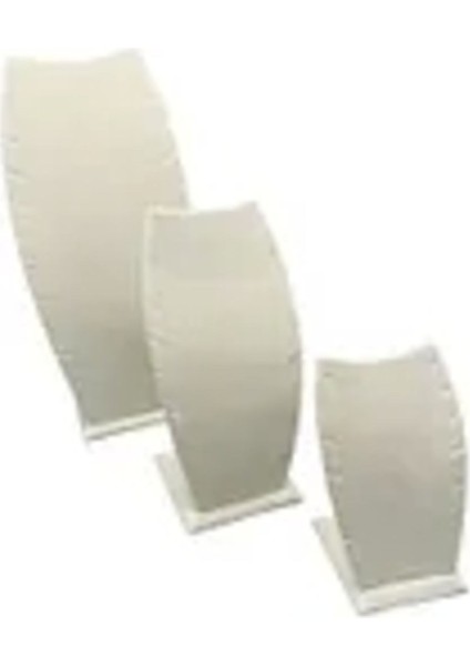 Krem Renk Süet Kumaş Üçlü Takım Kolye ve Zincirli Ayaklı Stand