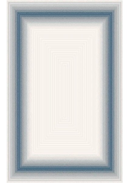 Life LF007M Krem Gri Mavi Salon Halısı Oturma Odası Halısı