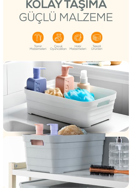 6'lı Kapaklı 8,2 Litre Saklama Kutusu Bej fırsatları