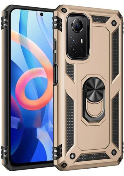 Xiaomi Redmi Note 12S Kılıf Sofya Yüzüklü Silikon Kapak - Gold Drstr