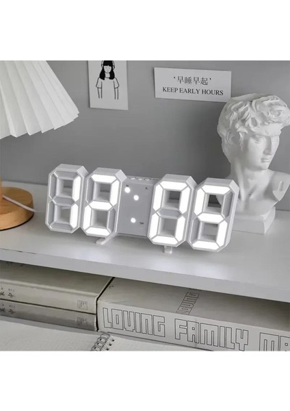 3D LED Uzay Tasarım Dijital Saat Zaman, Tarih, Sıcaklık Göstergeli, Ev ve Ofis Kullanımı