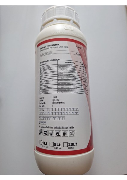 Sıvı Potasyum Actıvek 25 1lt modelleri