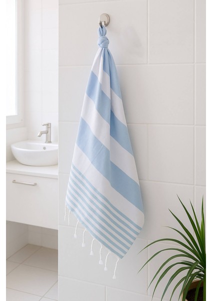 Çizgili Peştemal Plaj Havlusu %100 Pamuk Yıkanmış 100X180 cm Marenza