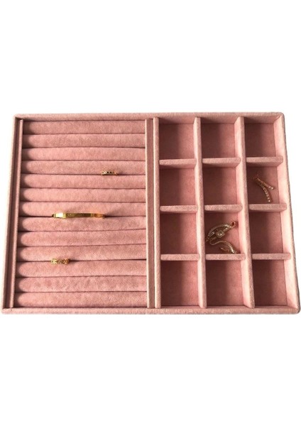 Yerli Üretim Süet Pembe Sosisli Bölmeli Çekmece Iç Takı Düzeni modelleri