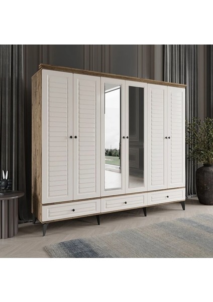 Sofya 6 Kapaklı Aytaşı Gardırop Tamamı Mdf