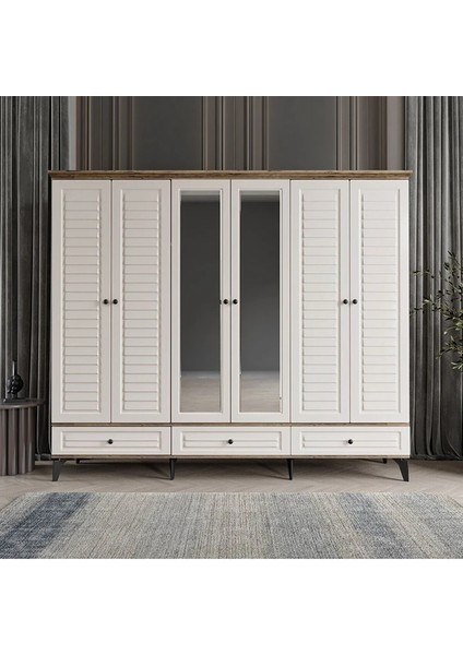 Sofya 6 Kapaklı Aytaşı Gardırop Tamamı Mdf