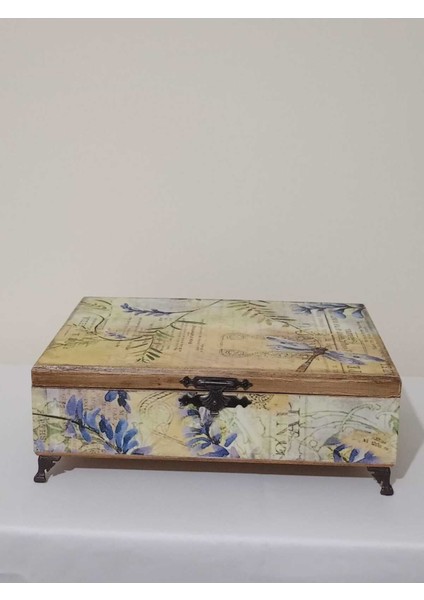 El Yapımı Renkli Ahşap Takı Kutusu 31X23X8 Cm, Dekoratif Hediye
