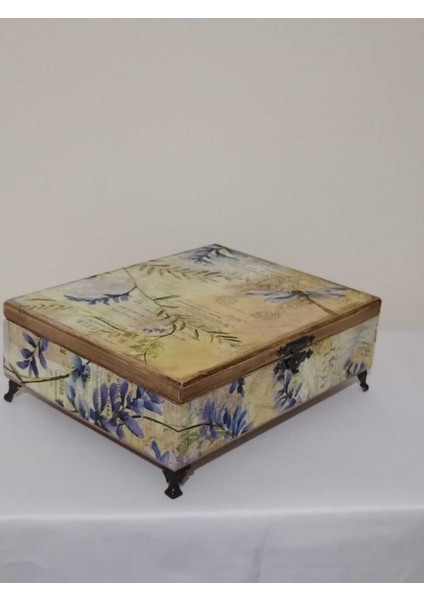 El Yapımı Renkli Ahşap Takı Kutusu 31X23X8 Cm, Dekoratif Hediye