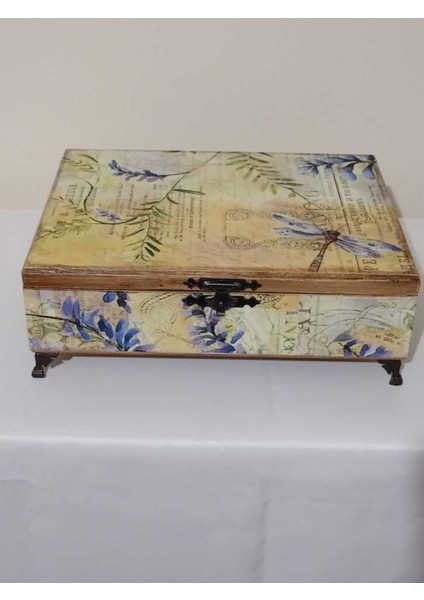 El Yapımı Renkli Ahşap Takı Kutusu 31X23X8 Cm, Dekoratif Hediye