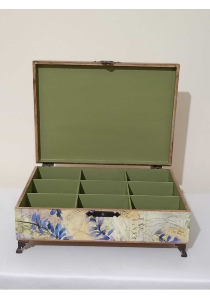 El Yapımı Renkli Ahşap Takı Kutusu 31X23X8 Cm, Dekoratif Hediye