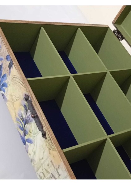 El Yapımı Renkli Ahşap Takı Kutusu 31X23X8 Cm, Dekoratif Hediye