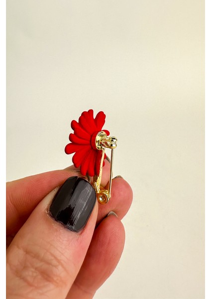 Altın Rengi Yaprak Detay Taşlı Ay Çiçeği Broş (3cm) fiyatları