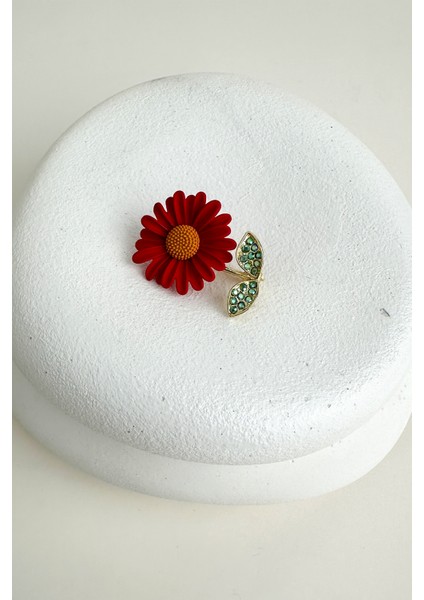Altın Rengi Yaprak Detay Taşlı Ay Çiçeği Broş (3cm) modelleri