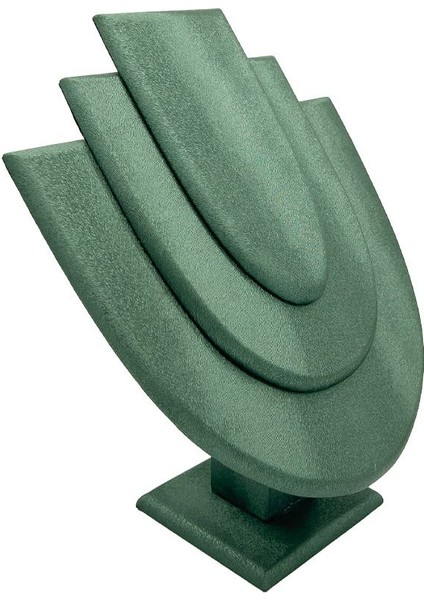 Yeşil Renk Deri Kumaş Kolye Gerdanlık Sergileme Mankeni 25 cm