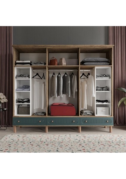 Soho 6 Kapaklı Yeşil Gardırop Tamamı Mdf fırsatları