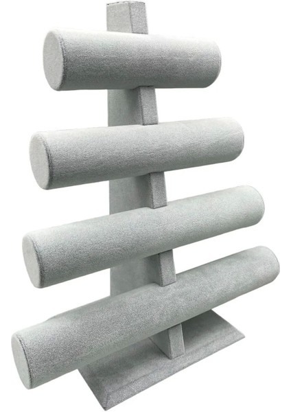 Gri Süet Kumaş Dört Kademeli Bileklik ve Saat Sergileme Standı modelleri