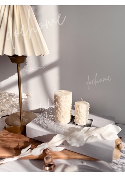 Çiçek Desenli Soya Wax Blok Mum 1 Adet Dekoratif Vegan Mumlar