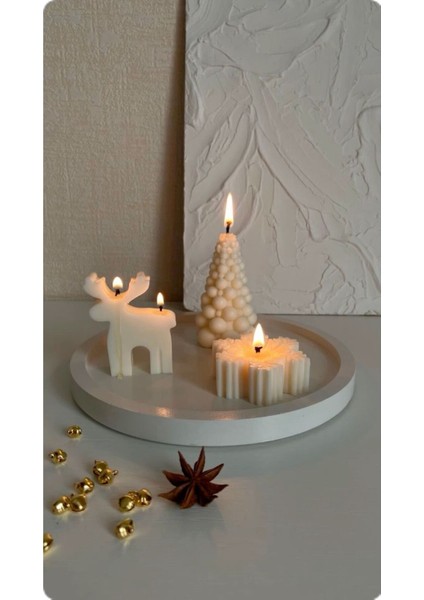 Renkli Çam Ağacı Geyik Kar Tanesi Yılbaşı Süsleri Seti